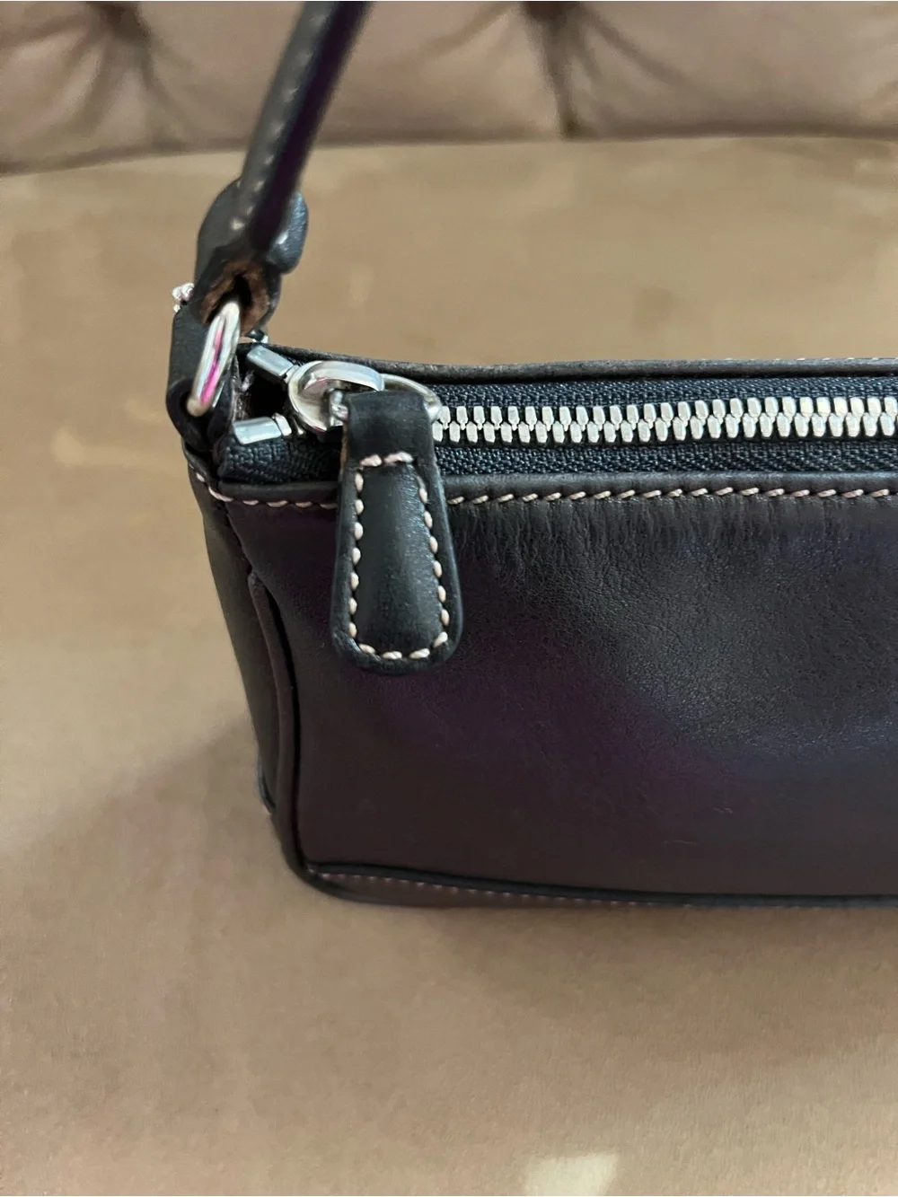 Coach Hamptons Demi Shoulder Bag in Dark Brown Leather
